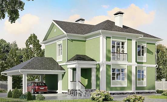 170-001-Л Проект двухэтажного дома и гаражом, уютный дом из поризованных блоков Хабаровск | Проекты домов от House Expert