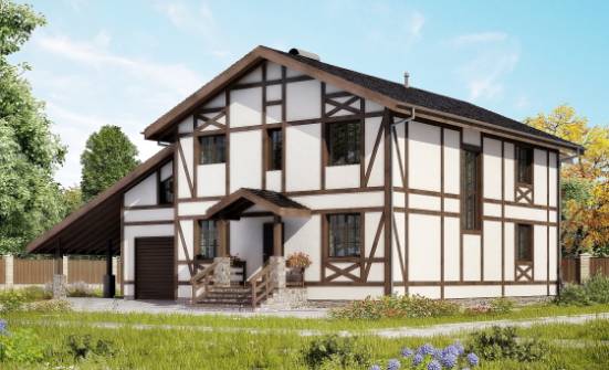 250-002-Л Проект двухэтажного дома мансардой, гараж, средний домик из кирпича Амурск | Проекты домов от House Expert