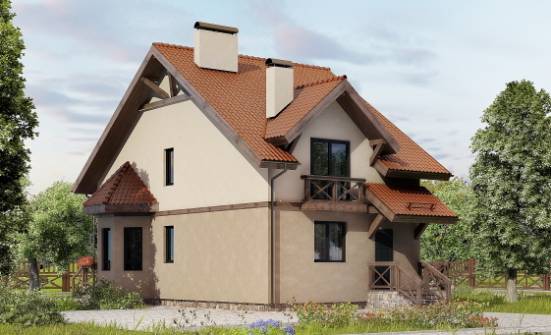 120-003-Л Проект двухэтажного дома с мансардным этажом, компактный коттедж из поризованных блоков Хабаровск | Проекты домов от House Expert