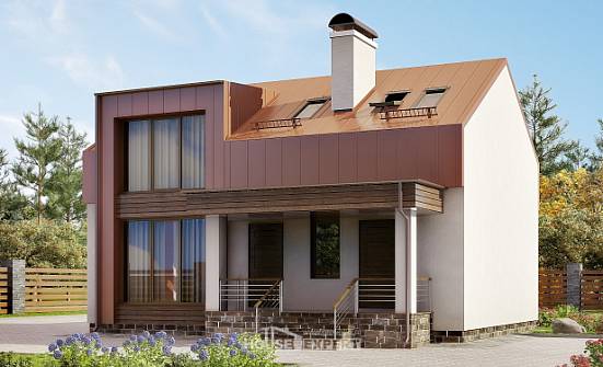 120-004-Л Проект двухэтажного дома с мансардным этажом, бюджетный коттедж из пеноблока Амурск | Проекты домов от House Expert