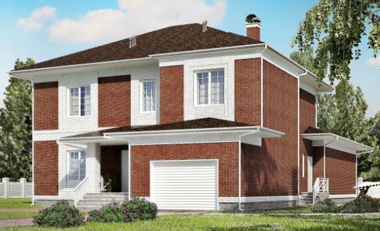 315-001-П Проект двухэтажного дома и гаражом, огромный домик из кирпича Хабаровск | Проекты домов от House Expert