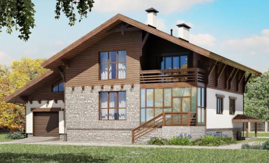 420-001-П Проект трехэтажного дома с мансардным этажом, гараж, классический домик из кирпича Хабаровск | Проекты домов от House Expert