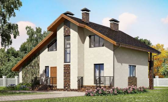 180-008-П Проект двухэтажного дома с мансардой и гаражом, средний домик из керамзитобетонных блоков Амурск | Проекты домов от House Expert