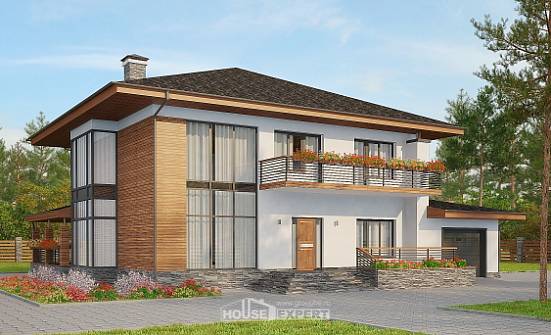 305-001-П Проект двухэтажного дома, гараж, огромный домик из твинблока Амурск | Проекты домов от House Expert