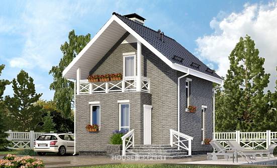 045-001-П Проект двухэтажного дома мансардой, маленький коттедж из газобетона Хабаровск | Проекты домов от House Expert