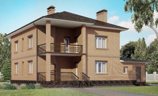 245-003-Л Проект двухэтажного дома и гаражом, уютный коттедж из кирпича Советская Гавань | Проекты домов от House Expert