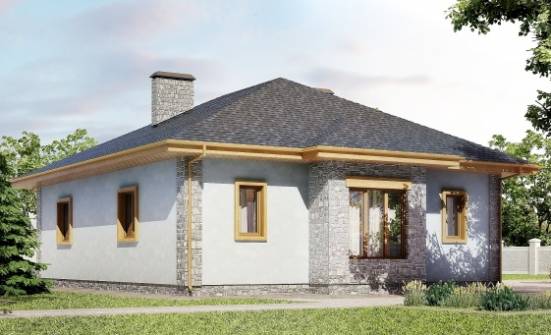 130-006-П Проект одноэтажного дома и гаражом, простой загородный дом из пеноблока Хабаровск | Проекты домов от House Expert
