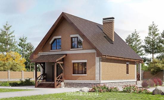 160-011-Л Проект двухэтажного дома с мансардой, классический домик из блока Советская Гавань | Проекты домов от House Expert