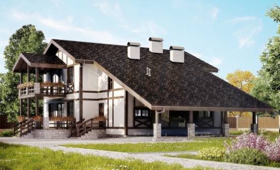 250-002-Л Проект двухэтажного дома мансардой, гараж, средний домик из кирпича Амурск | Проекты домов от House Expert