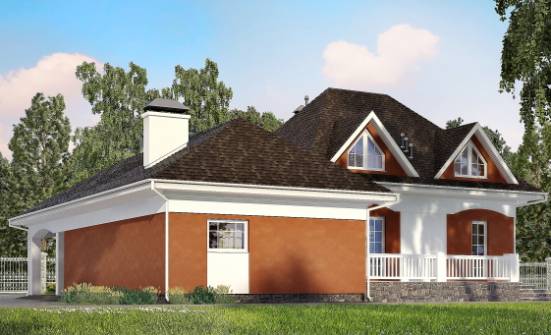 180-007-П Проект двухэтажного дома мансардный этаж и гаражом, экономичный загородный дом из блока Хабаровск | Проекты домов от House Expert