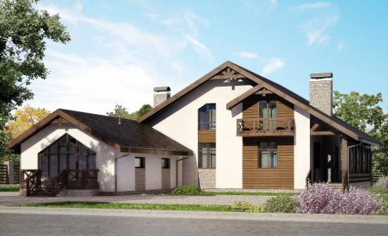 265-001-П Проект двухэтажного дома с мансардой и гаражом, просторный коттедж из бризолита Хабаровск | Проекты домов от House Expert