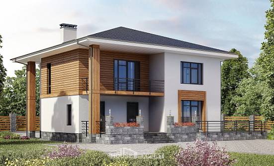 180-015-П Проект двухэтажного дома, скромный коттедж из пеноблока Амурск | Проекты домов от House Expert