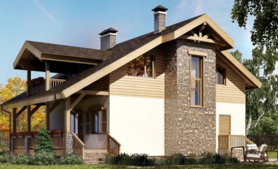 150-004-П Проект двухэтажного дома мансардой, уютный коттедж из керамзитобетонных блоков Хабаровск | Проекты домов от House Expert