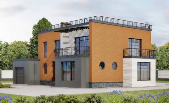 260-002-Л Проект двухэтажного дома и гаражом, большой загородный дом из газобетона Амурск | Проекты домов от House Expert