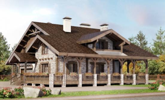340-003-П Проект двухэтажного дома с мансардой и гаражом, уютный домик из кирпича Амурск | Проекты домов от House Expert