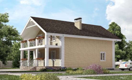 150-007-Л Проект двухэтажного дома с мансардным этажом, доступный коттедж из блока Хабаровск | Проекты домов от House Expert