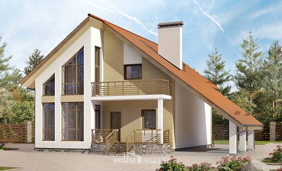 170-009-П Проект двухэтажного дома мансардой, гараж, небольшой дом из блока Хабаровск | Проекты домов от House Expert