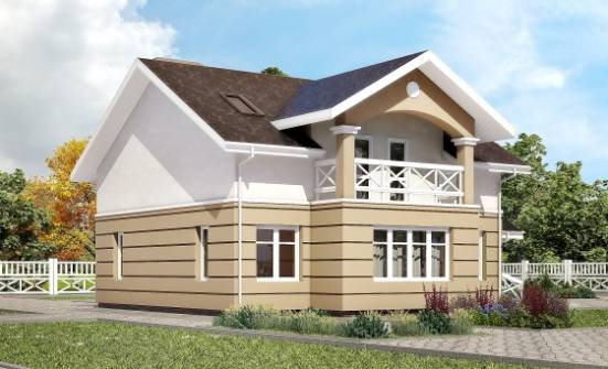 155-009-П Проект двухэтажного дома с мансардой, бюджетный коттедж из керамзитобетонных блоков Хабаровск | Проекты домов от House Expert