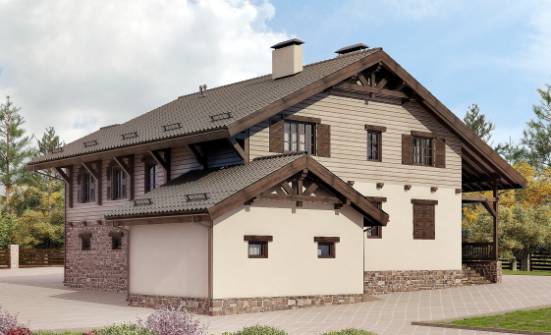 255-002-П Проект двухэтажного дома мансардой, гараж, красивый коттедж из газосиликатных блоков Амурск | Проекты домов от House Expert
