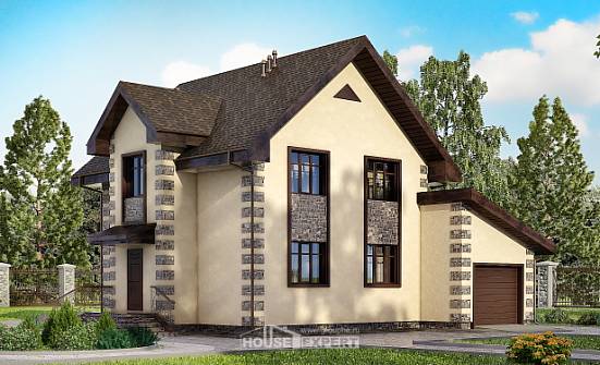 160-004-П Проект двухэтажного дома, гараж, красивый дом из газосиликатных блоков Амурск | Проекты домов от House Expert