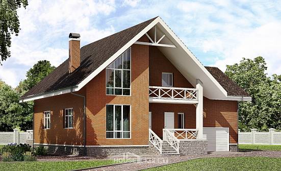 215-001-П Проект двухэтажного дома мансардой, гараж, просторный дом из твинблока Хабаровск | Проекты домов от House Expert