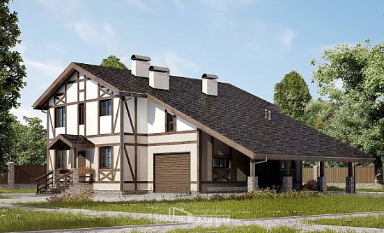 250-002-П Проект двухэтажного дома с мансардой, гараж, просторный дом из кирпича Амурск | Проекты домов от House Expert