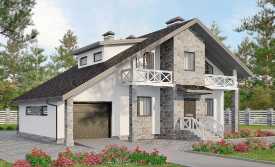 180-017-Л Проект двухэтажного дома мансардный этаж, гараж, современный загородный дом из блока Хабаровск | Проекты домов от House Expert