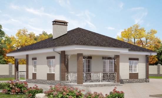 100-004-Л Проект одноэтажного дома, скромный домик из керамзитобетонных блоков Хабаровск | Проекты одноэтажных домов от House Expert