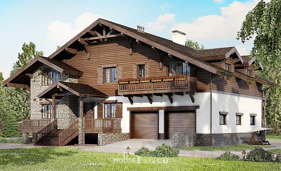 440-001-П Проект трехэтажного дома с мансардным этажом, гараж, классический коттедж из кирпича Хабаровск | Проекты домов от House Expert