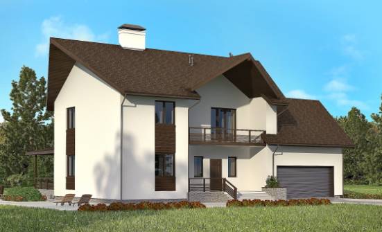 300-002-П Проект двухэтажного дома с мансардным этажом, гараж, большой загородный дом из твинблока Хабаровск | Проекты домов от House Expert