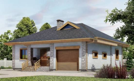 130-006-П Проект одноэтажного дома и гаражом, простой загородный дом из пеноблока Хабаровск | Проекты одноэтажных домов от House Expert