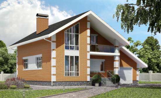 190-006-П Проект двухэтажного дома мансардный этаж и гаражом, простой домик из газобетона Амурск | Проекты домов от House Expert