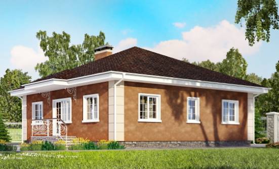 100-001-Л Проект одноэтажного дома, бюджетный коттедж из твинблока Хабаровск | Проекты одноэтажных домов от House Expert