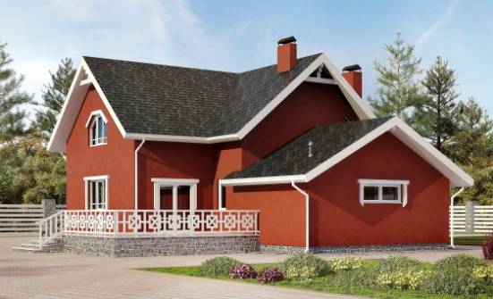 180-013-Л Проект двухэтажного дома с мансардой, гараж, современный домик из теплоблока Амурск | Проекты домов от House Expert