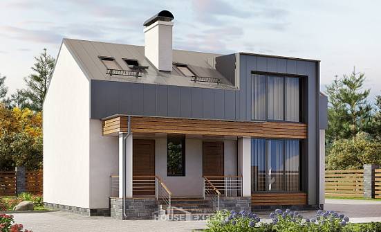 120-004-П Проект двухэтажного дома мансардой, недорогой загородный дом из бризолита Хабаровск | Проекты домов от House Expert