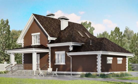 190-003-Л Проект двухэтажного дома мансардный этаж, гараж, классический домик из бризолита Амурск | Проекты домов от House Expert