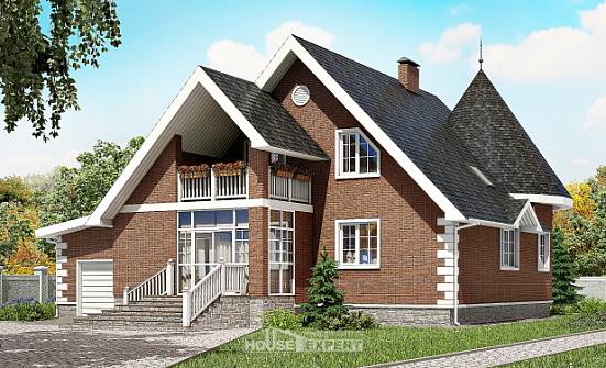220-002-Л Проект двухэтажного дома с мансардным этажом, гараж, современный домик из поризованных блоков Хабаровск | Проекты домов от House Expert