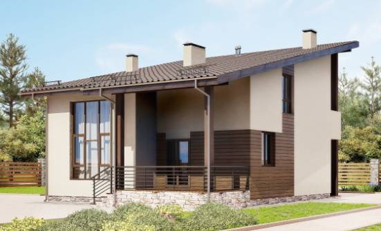 140-005-Л Проект двухэтажного дома с мансардой, недорогой домик из арболита Хабаровск | Проекты домов от House Expert