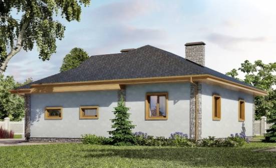 130-006-П Проект одноэтажного дома и гаражом, простой загородный дом из пеноблока Хабаровск | Проекты одноэтажных домов от House Expert