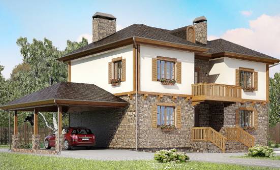 155-006-Л Проект двухэтажного дома и гаражом, современный загородный дом из газобетона Хабаровск | Проекты домов от House Expert