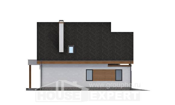 120-005-П Проект двухэтажного дома с мансардой и гаражом, компактный коттедж из газобетона Хабаровск, House Expert