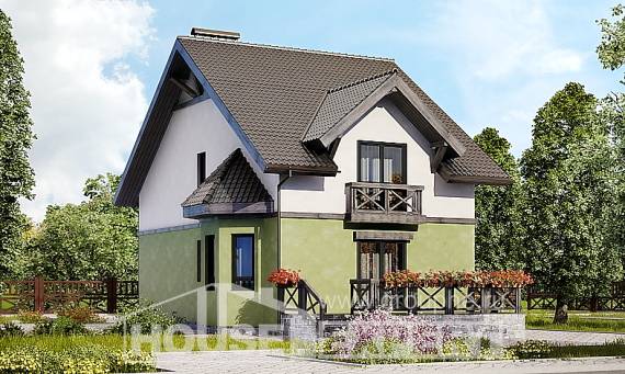 120-003-П Проект двухэтажного дома с мансардным этажом, скромный коттедж из керамзитобетонных блоков Хабаровск, House Expert