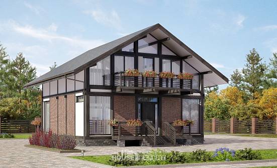 170-007-П Проект двухэтажного дома с мансардным этажом, классический коттедж из дерева Амурск | Проекты домов от House Expert