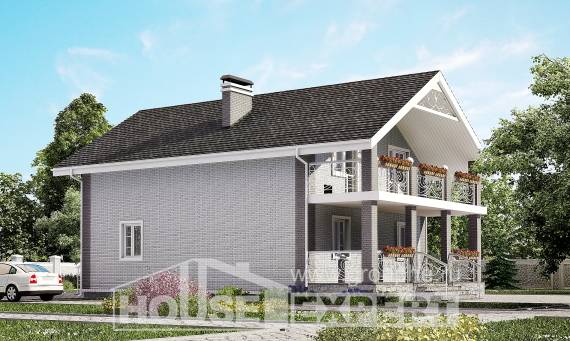 150-007-П Проект двухэтажного дома мансардой, бюджетный домик из поризованных блоков Советская Гавань, House Expert