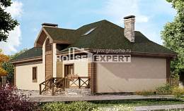 180-010-П Проект двухэтажного дома с мансардным этажом, гараж, красивый домик из арболита Амурск, House Expert