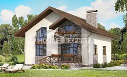155-001-П Проект двухэтажного дома с мансардой и гаражом, бюджетный загородный дом из газобетона Хабаровск, House Expert