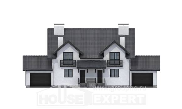 290-003-П Проект двухэтажного дома с мансардным этажом, красивый коттедж из пеноблока Амурск, House Expert
