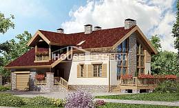 165-002-П Проект двухэтажного дома с мансардой и гаражом, простой коттедж из блока Советская Гавань, House Expert