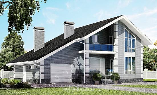 190-006-Л Проект двухэтажного дома с мансардным этажом, гараж, красивый коттедж из бризолита, Амурск