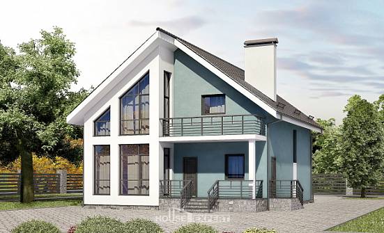 170-006-П Проект двухэтажного дома с мансардным этажом, бюджетный домик из бризолита, Амурск